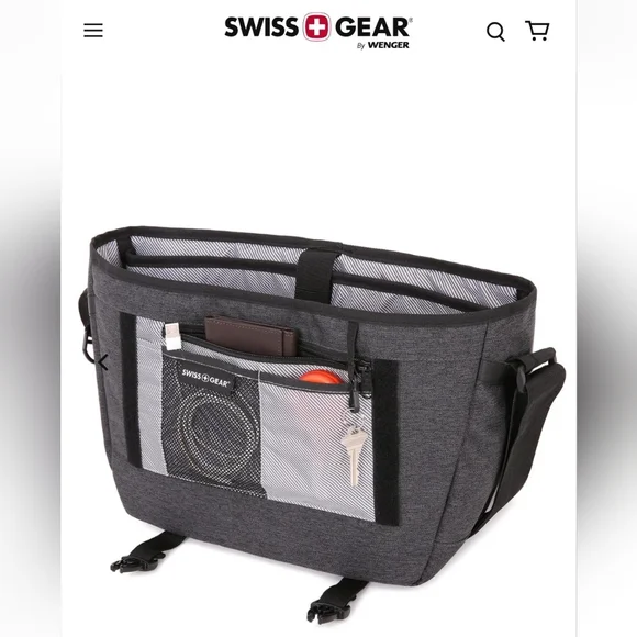 SwissGear Charcoal Black Messenger Bag, Laptop Bag - Picture 2 of 7